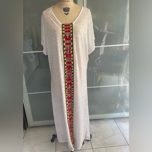 PITUSA Aztec tribal abaya White kaftan cover up maxi dress STANDARD Size